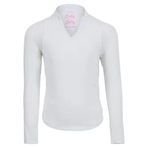 Girls' Mandarin Collar Long Sleeve Tennis Top White