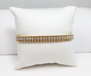 Glitzy 7" 10k Yellow Gold Natural Diamond Tennis Bracelet