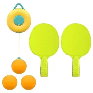 Hanging Table Tennis Trainer with Round Hook, Self Training Workout Indoor Gaming 2 Racket & 3 Ping Pong Practice Ball Portable - Parent Child Interaction Indoor Toys for Kids