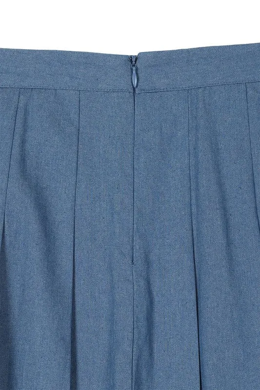 High waisted blue tennis skirt