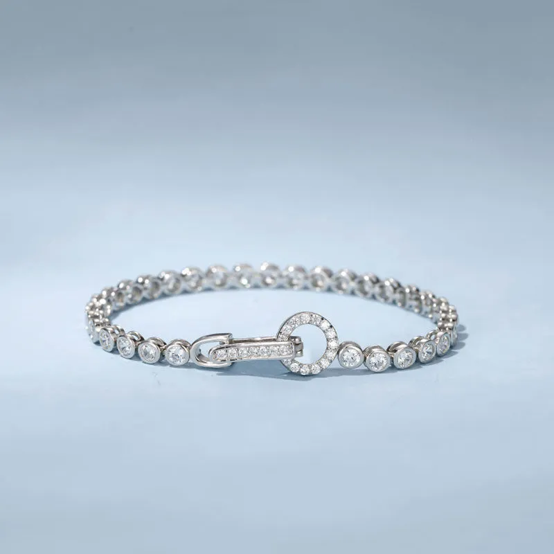 Icy Circle Sterling Silver Bezel 3MM Cubic Zirconia Tennis Bracelet