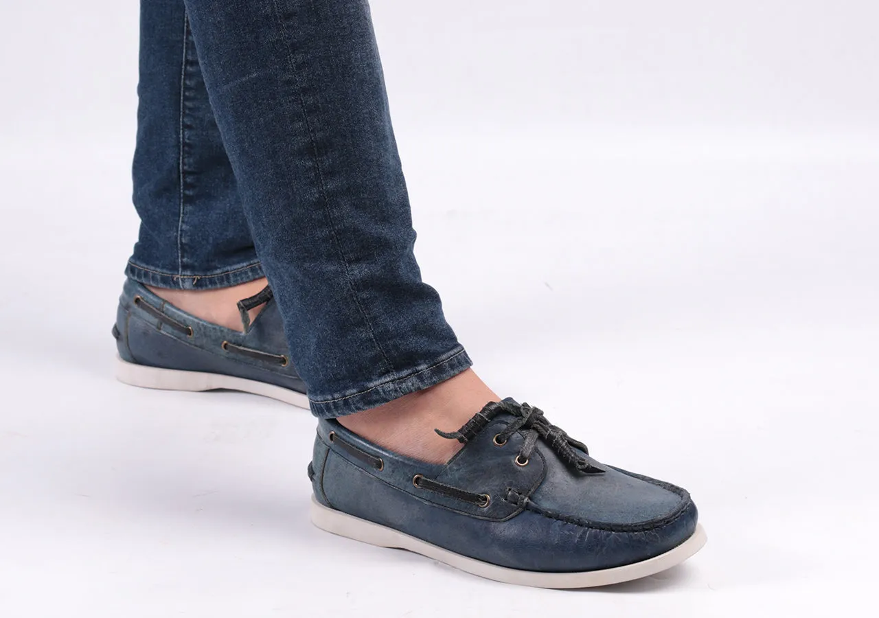 Indigo boat shoes