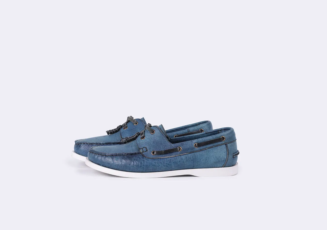 Indigo boat shoes