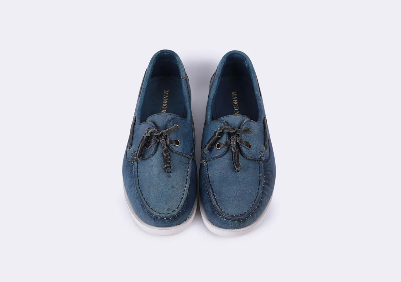 Indigo boat shoes