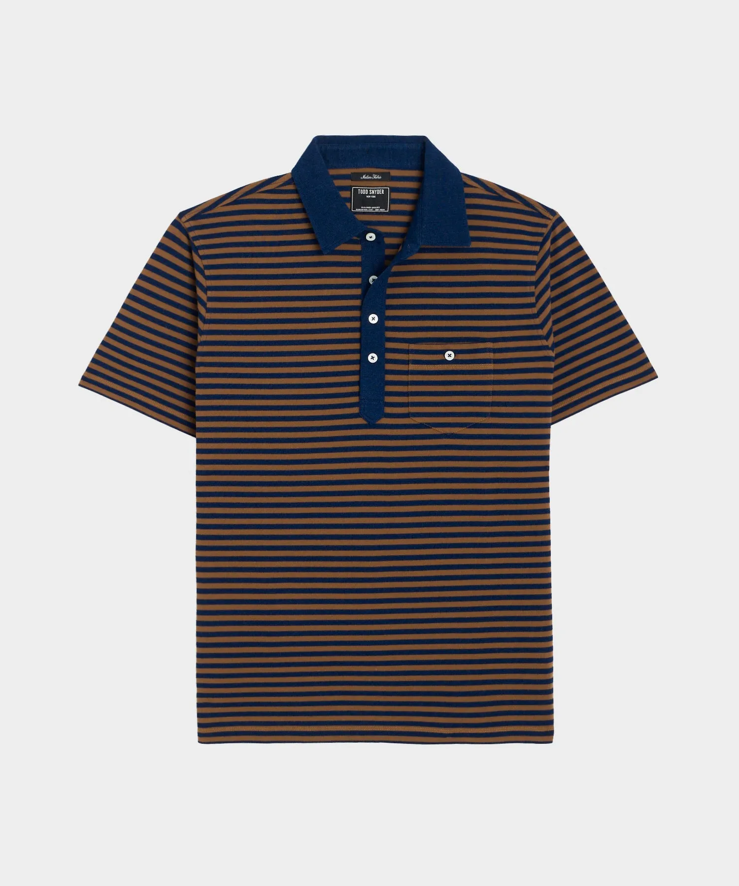 Indigo Stripe Pique Polo in Faded Brick