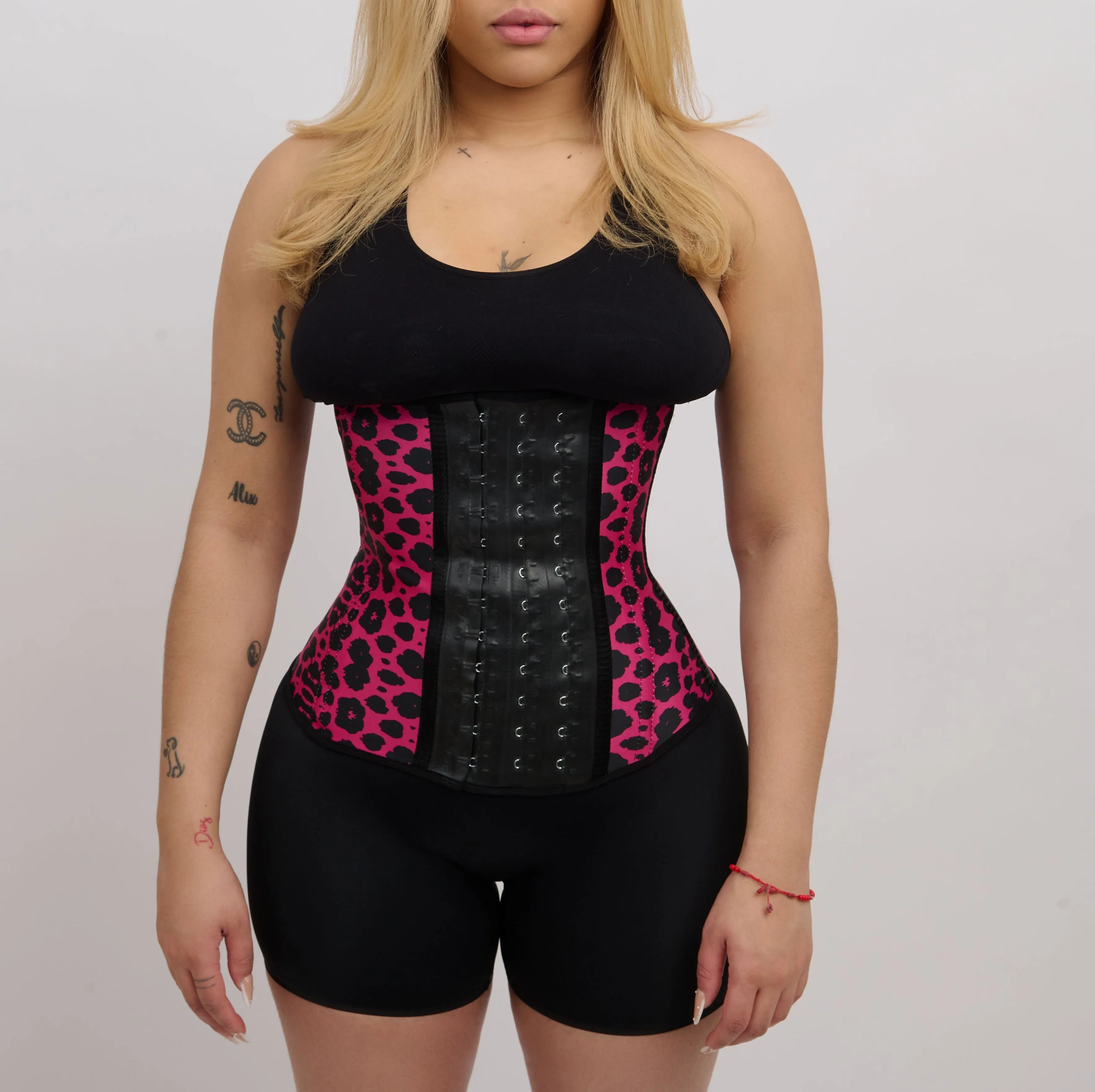 Leopard Long Waist Trainer - Pink