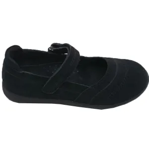 Little Girls Black Sporty Nubuck Leather Mary Jane Shoes 11-2