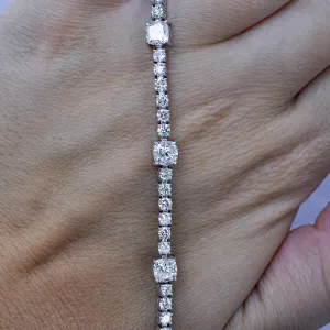 Luxurious 7.00CT Cushion and Round Cut Diamond Tennis Bracelet in 14KT White Gold