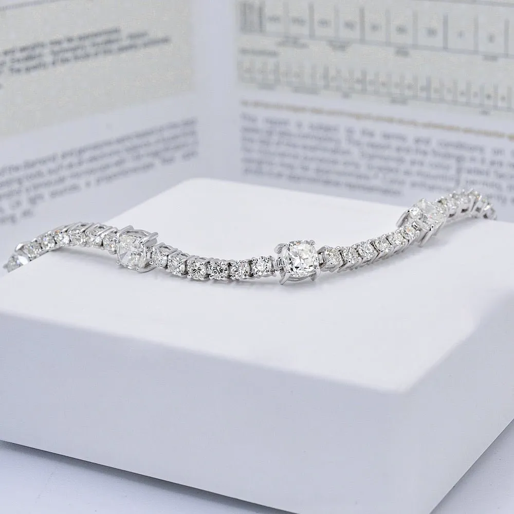 Luxurious 7.00CT Cushion and Round Cut Diamond Tennis Bracelet in 14KT White Gold