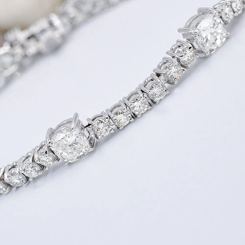 Luxurious 7.00CT Cushion and Round Cut Diamond Tennis Bracelet in 14KT White Gold