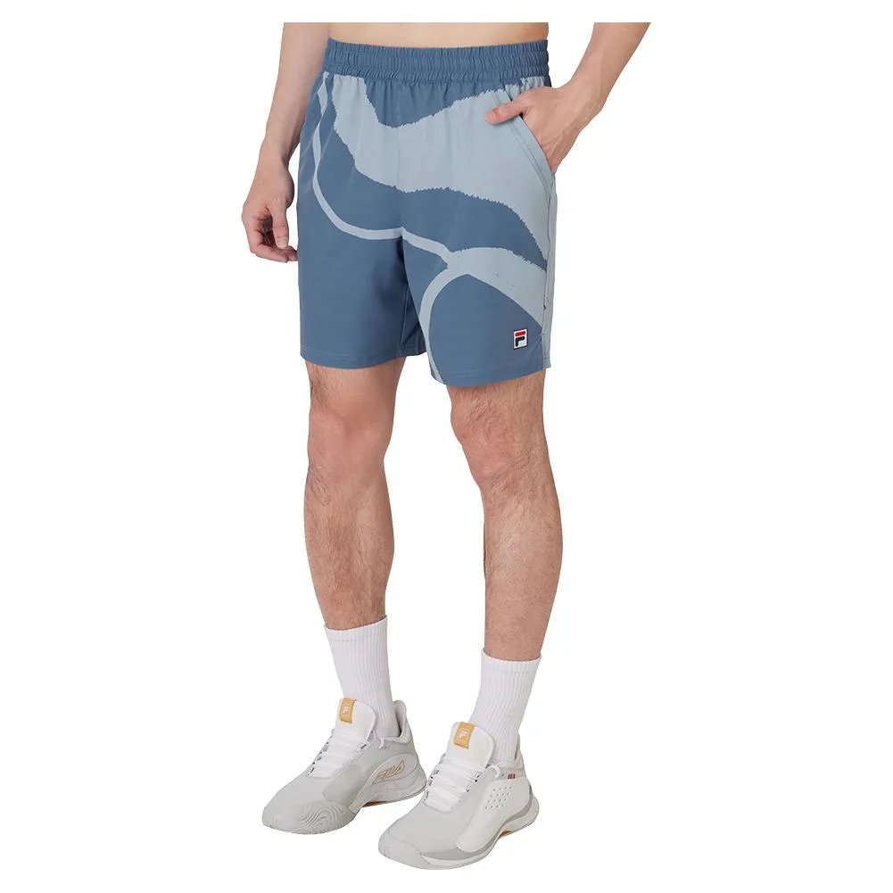 Men's 7 Inch Printed Tennis Short Elemental Blue and Celestial Blue