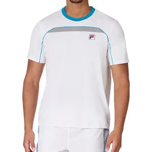 Men's Back Spin Short Sleeve Tennis Top White and Silver Sconce