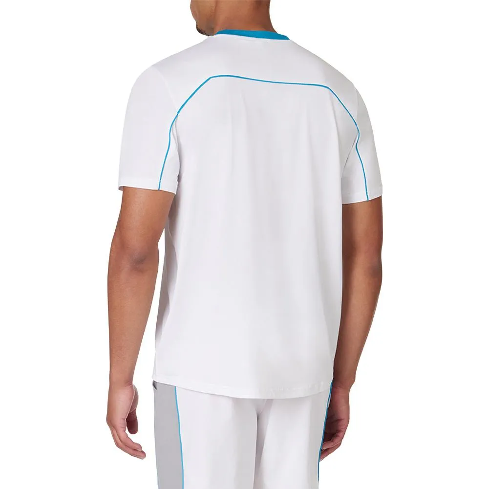 Men's Back Spin Short Sleeve Tennis Top White and Silver Sconce