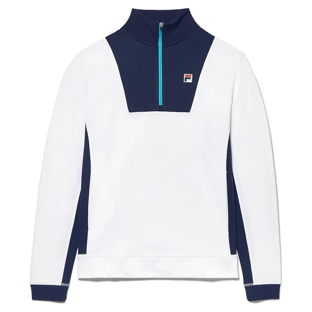 Men`s Groundbreaker Long Sleeve 1/4 Zip Tennis Top White and Navy