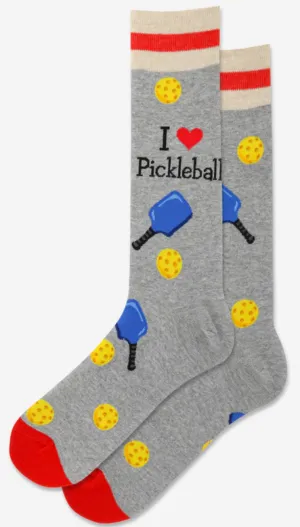 Men's I Love Pickleball Crew Socks -Grey