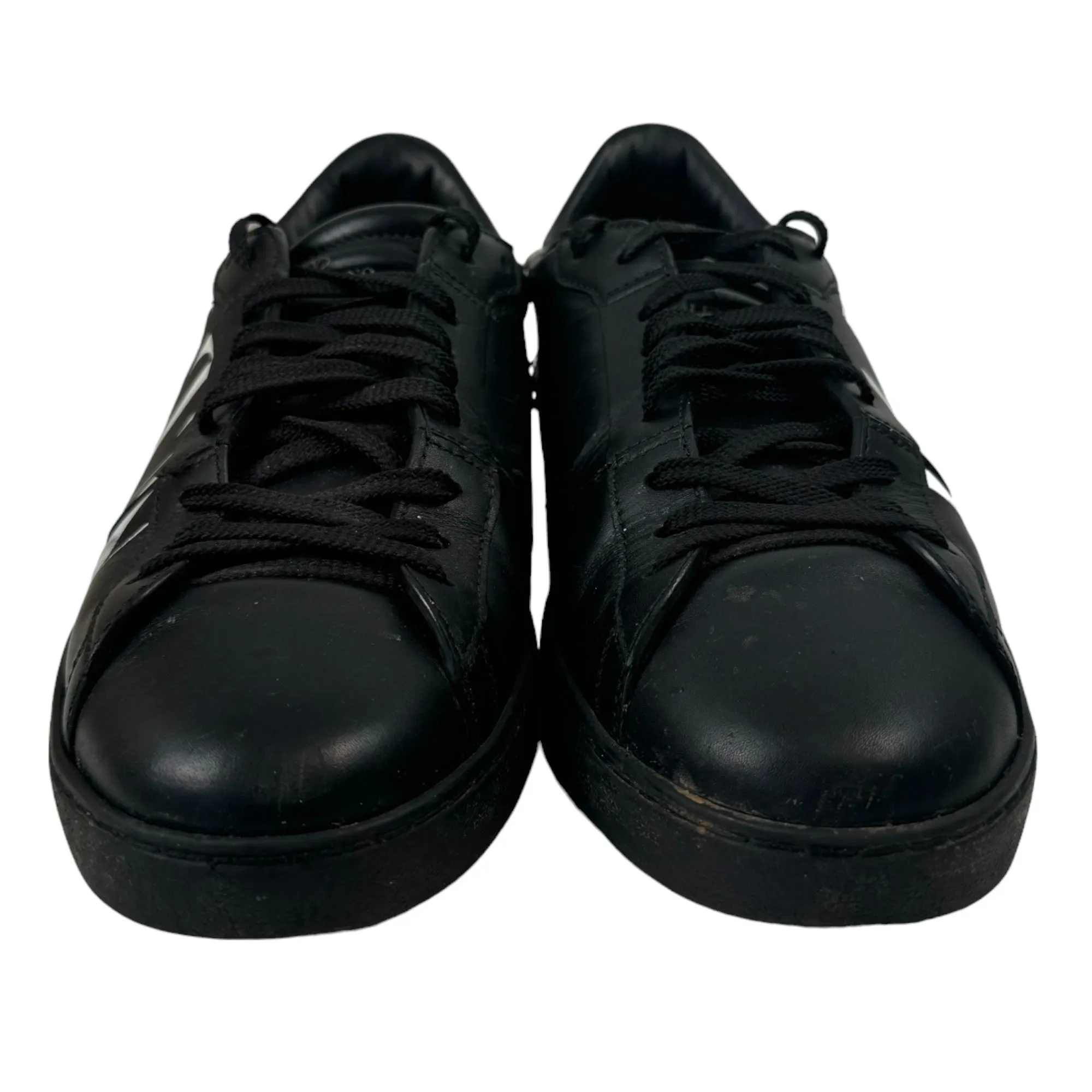 Men's Leather Logo Runner Low Trainers Black Size EU 43 / UK 9