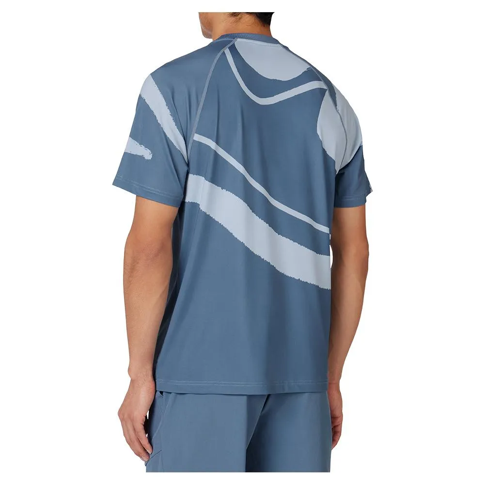 Men's Short Sleeve Printed Tennis Crew Elemental Blue and Celestial Blue