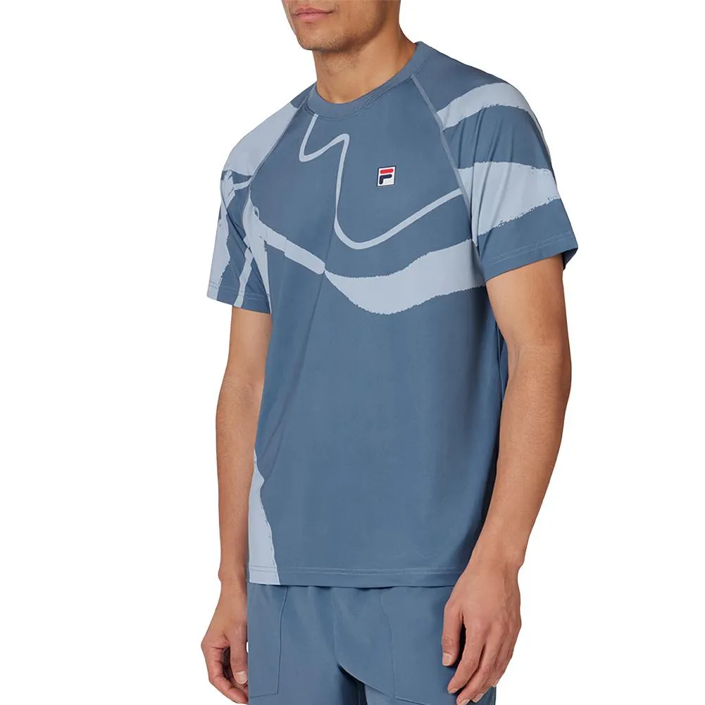 Men's Short Sleeve Printed Tennis Crew Elemental Blue and Celestial Blue