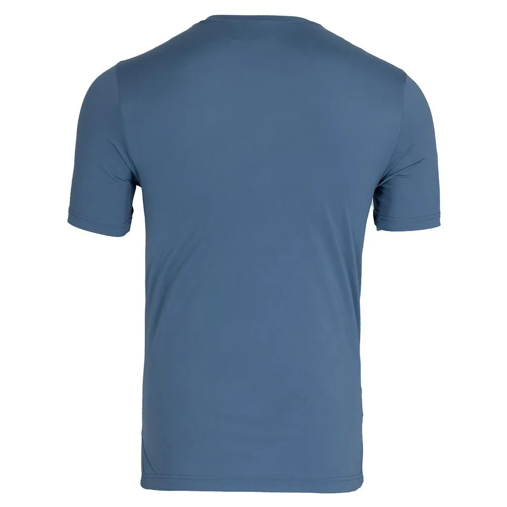 Men's Short Sleeve Tennis Crew Elemental Blue and Whitecap Gray