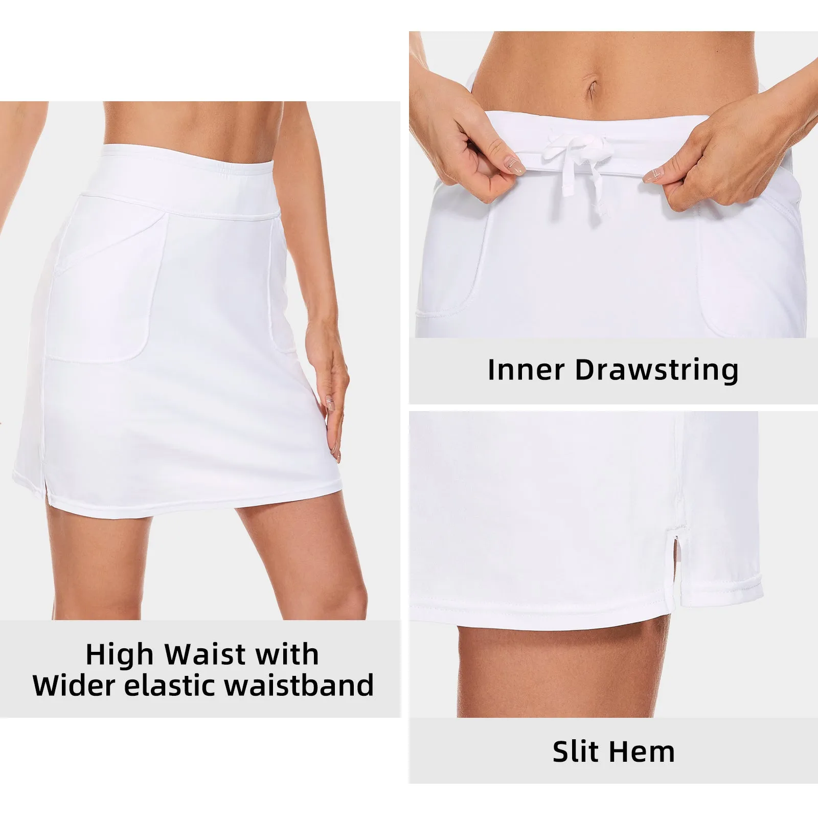 MOTEEPI Skorts Skirts for Women 18" Athletic Golf Skort with Pockets Casual Dressy High Waist