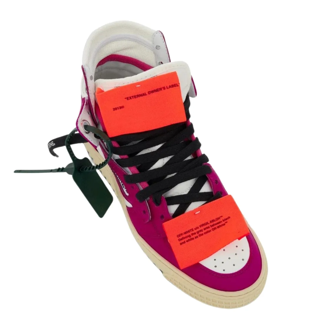 Off White Off Court 3 0 Fuchsia High Top Leather Sneakers