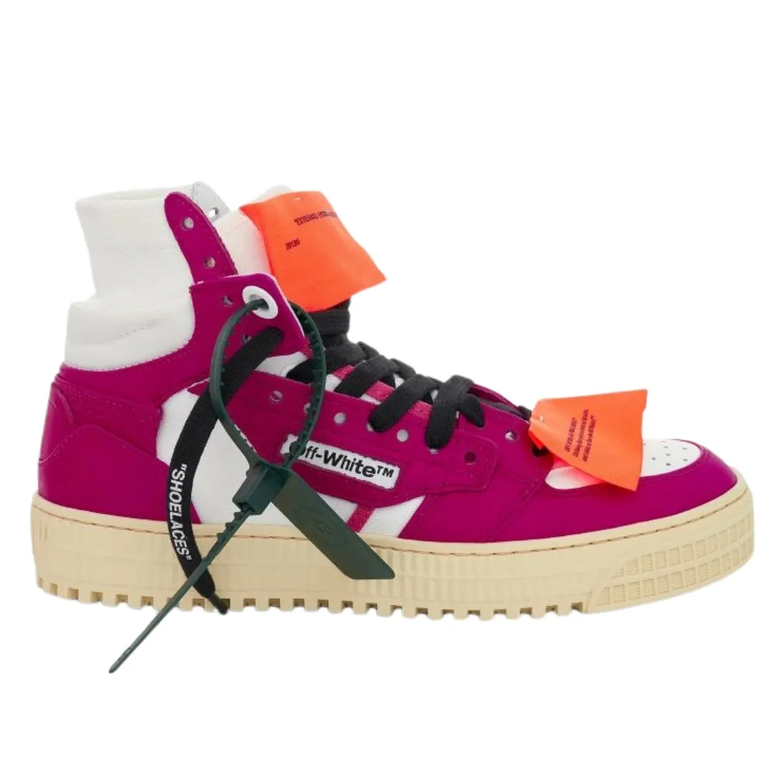 Off White Off Court 3 0 Fuchsia High Top Leather Sneakers