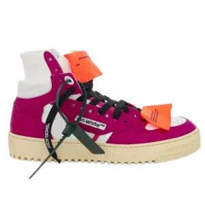 Off White Off Court 3 0 Fuchsia High Top Leather Sneakers