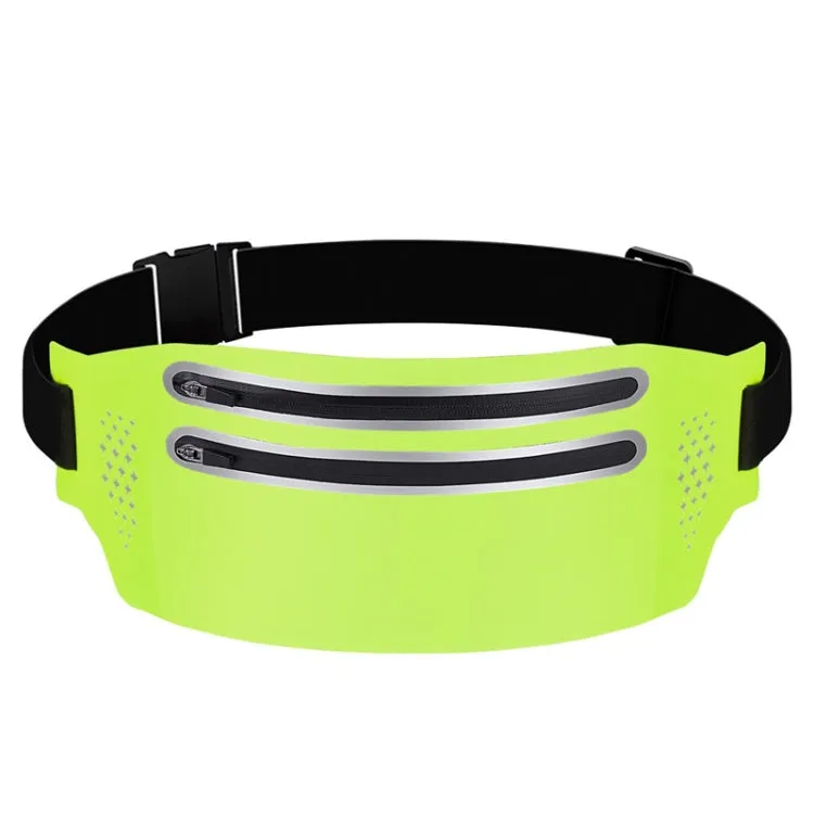 Outdoor Double Zipper Sports Waterproof Lycra Body Slim Waist Bag(Green)