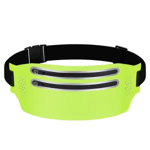 Outdoor Double Zipper Sports Waterproof Lycra Body Slim Waist Bag(Green)