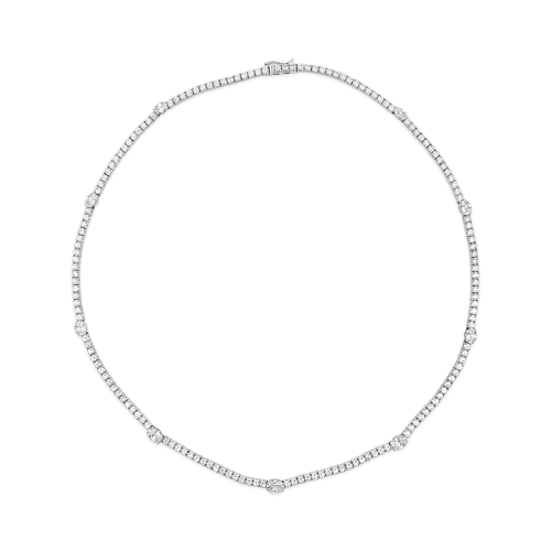 Oval & Round Diamond Tennis Necklace