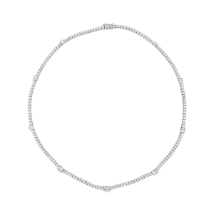 Oval & Round Diamond Tennis Necklace