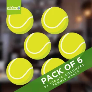 Pack of 6 Tennis Ball Static Cling Window Stickers