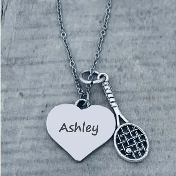 Personalized Engraved Tennis Charm Necklace