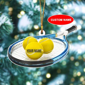 Personalized Tennis Ornament, Tennis Christmas Ornament, Tennis Car Ornament, Tennis Player Ornament Gift, Tennis Xmas Ornament