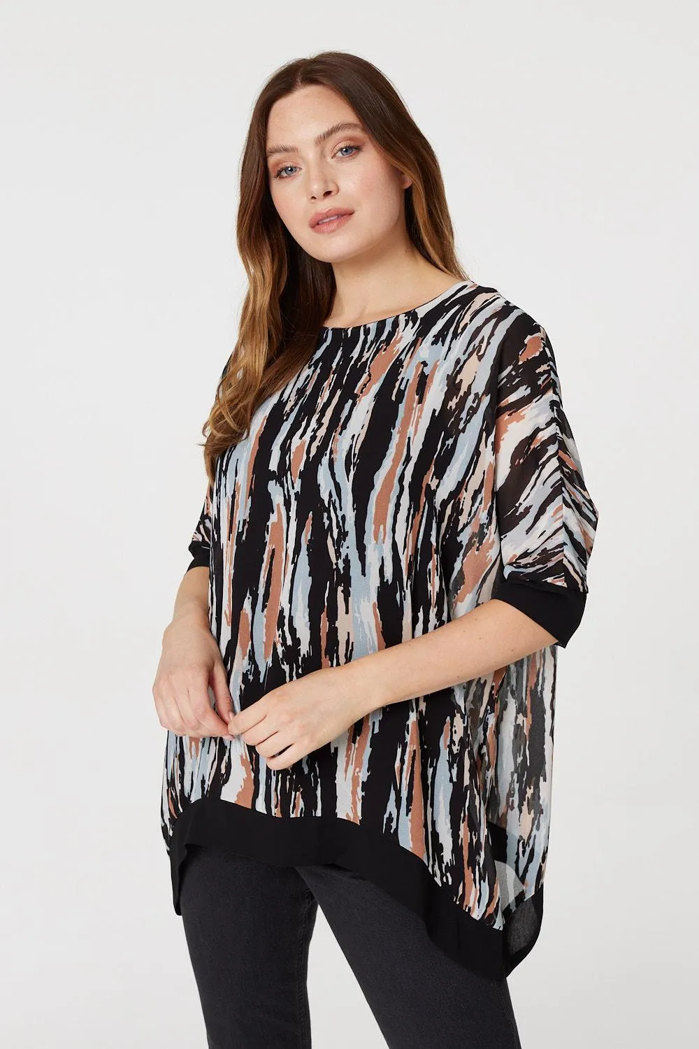 Printed 1/2 Sleeve Blouse Top