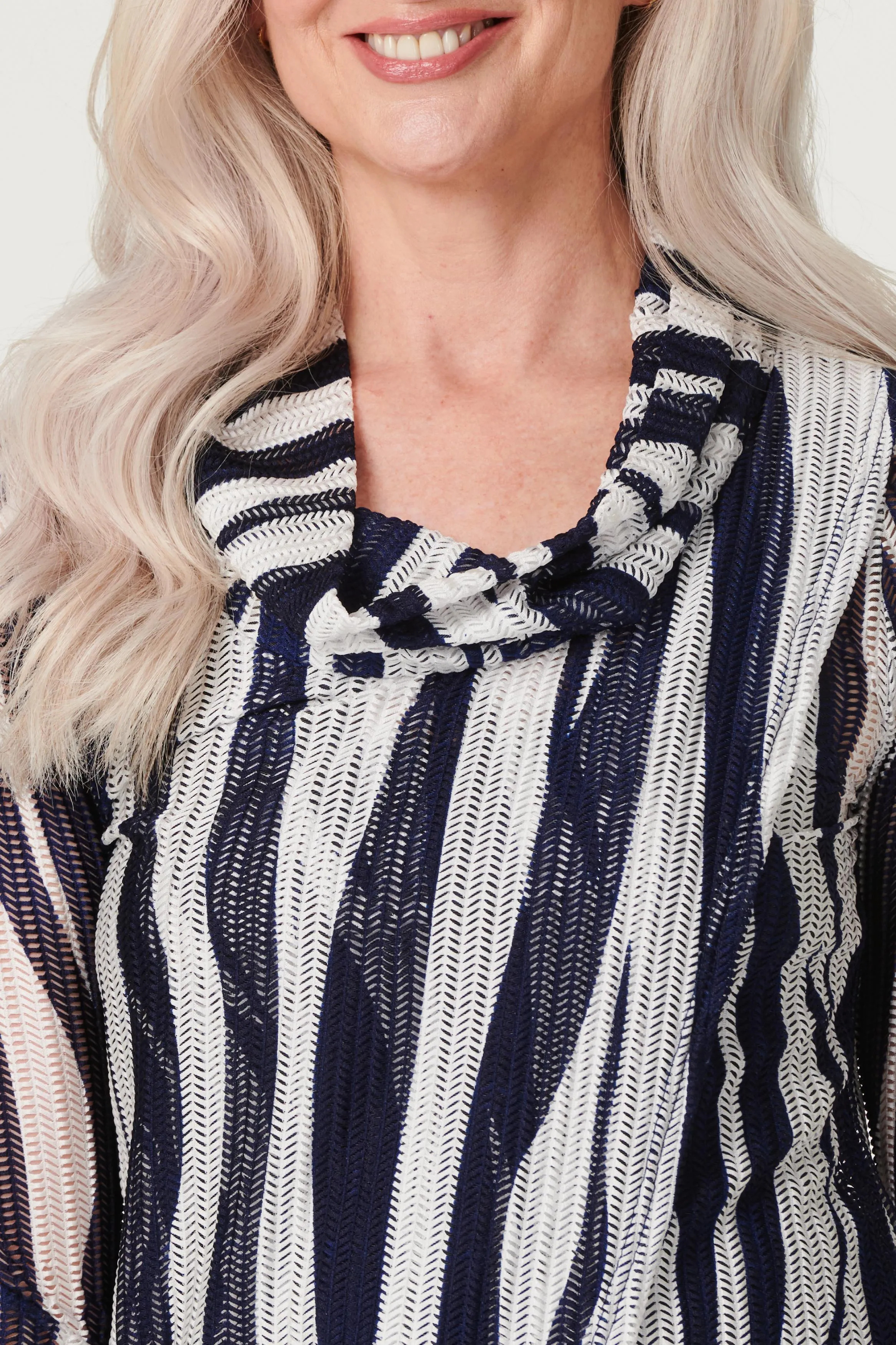 Printed Cowl Neck Layered Blouse