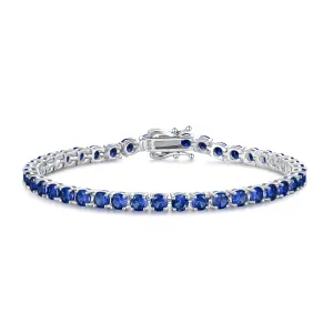 "Royal Wisdom" Blue Sapphire Tennis Sterling Silver Bracelet