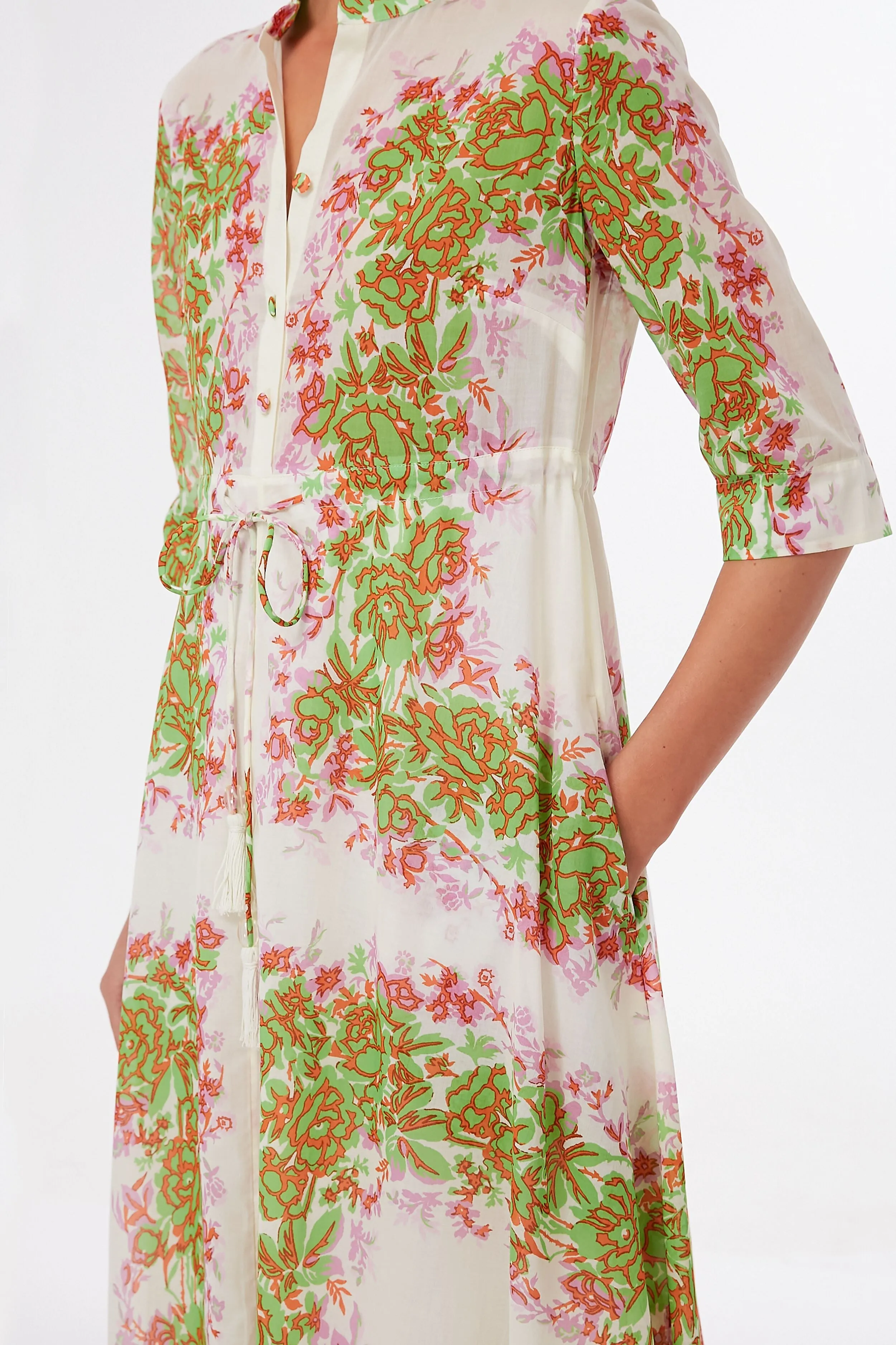 Rayure Fleurie Printed Shirtdress