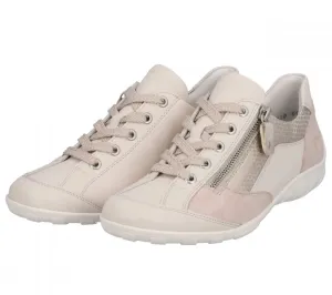 Remonte R3410-60 Manila Porcelain Combination Leather Lace-Up Trainers