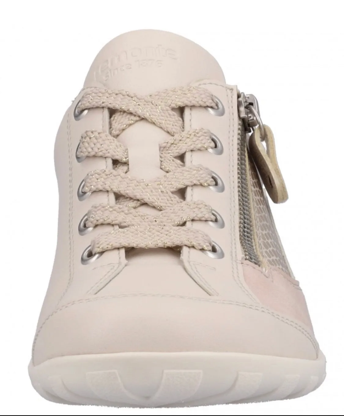 Remonte R3410-60 Manila Porcelain Combination Leather Lace-Up Trainers