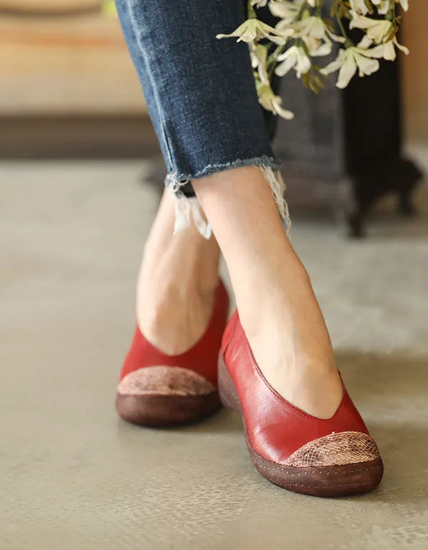 Sheepskin Retro Leather Closed Toe Flat Shoes