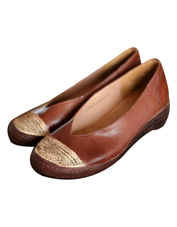 Sheepskin Retro Leather Closed Toe Flat Shoes