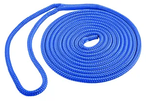 Shoreline Marine Double Braided Nylon Dock Line, Single, 3/8" x 15', Blue