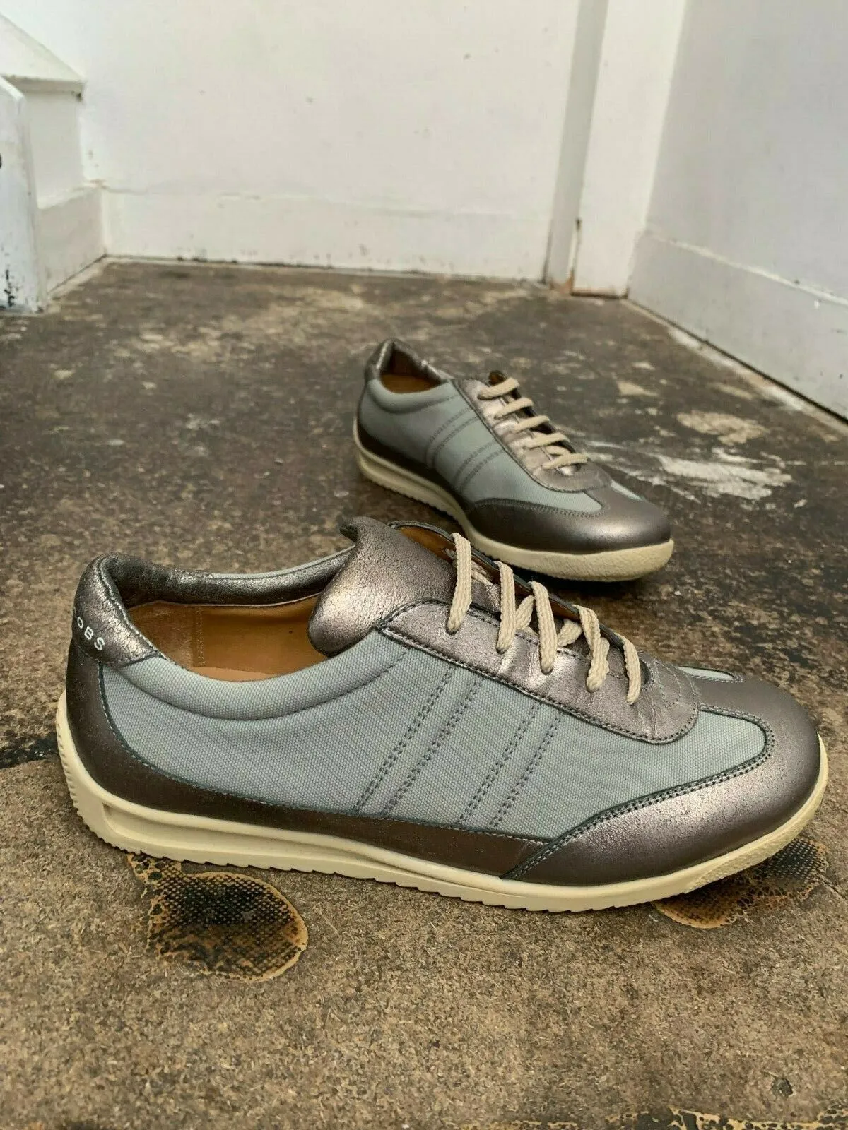 Silver and Olive Low Top Trainer