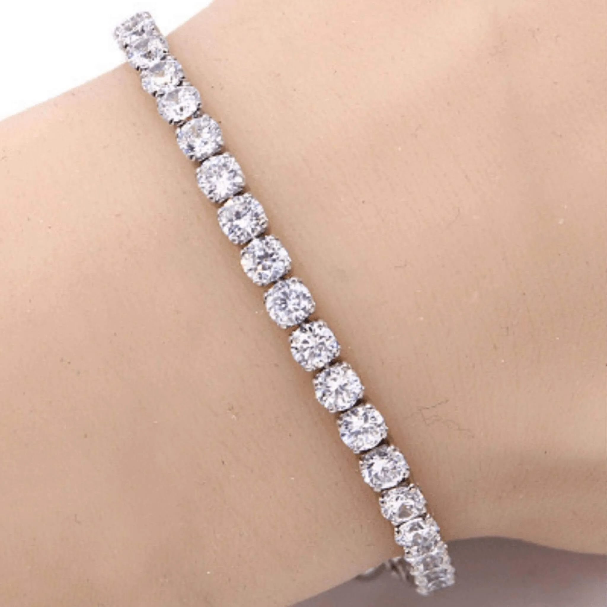 Silver Cubic Zirconia Tennis Bracelet