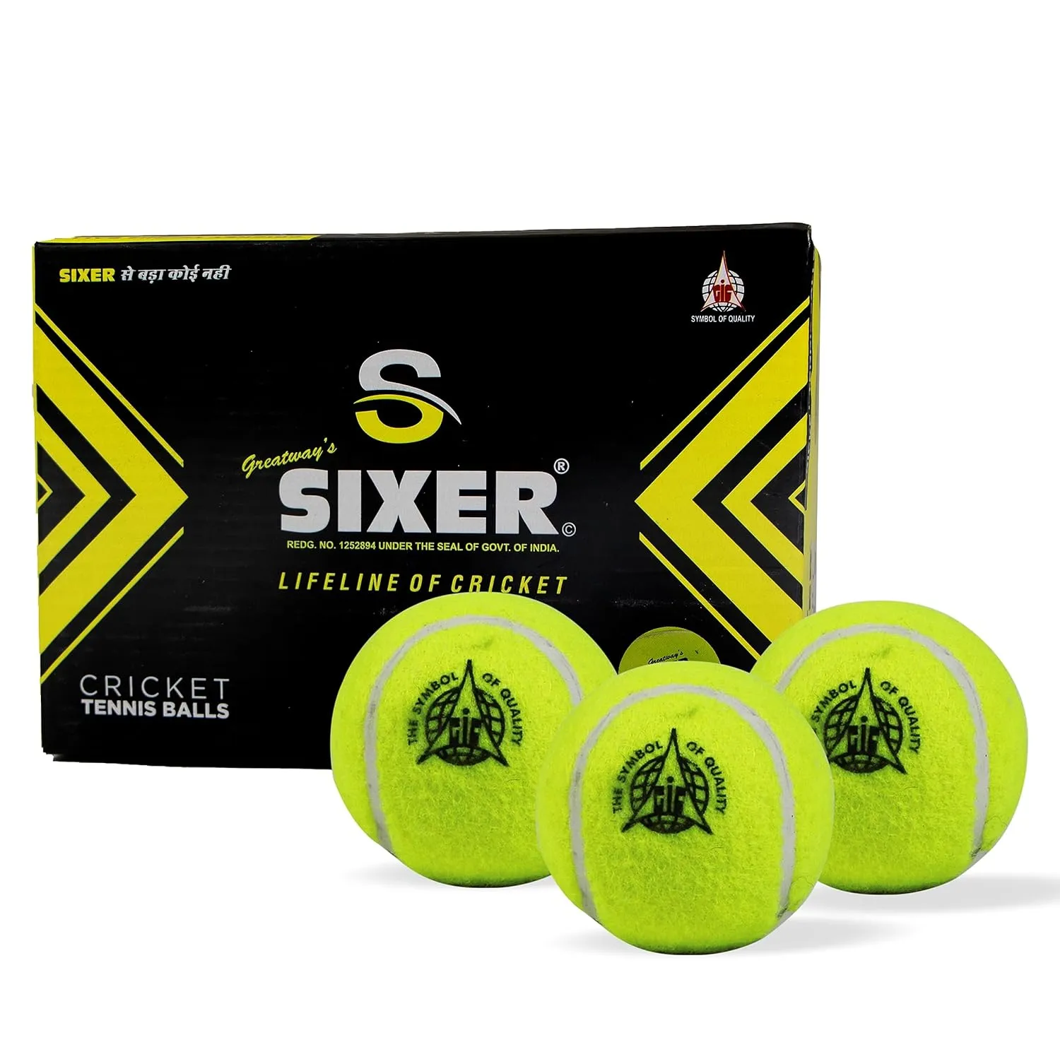 Sixer Cricket Tennis Ball  (Pack of 6, Light yellow)