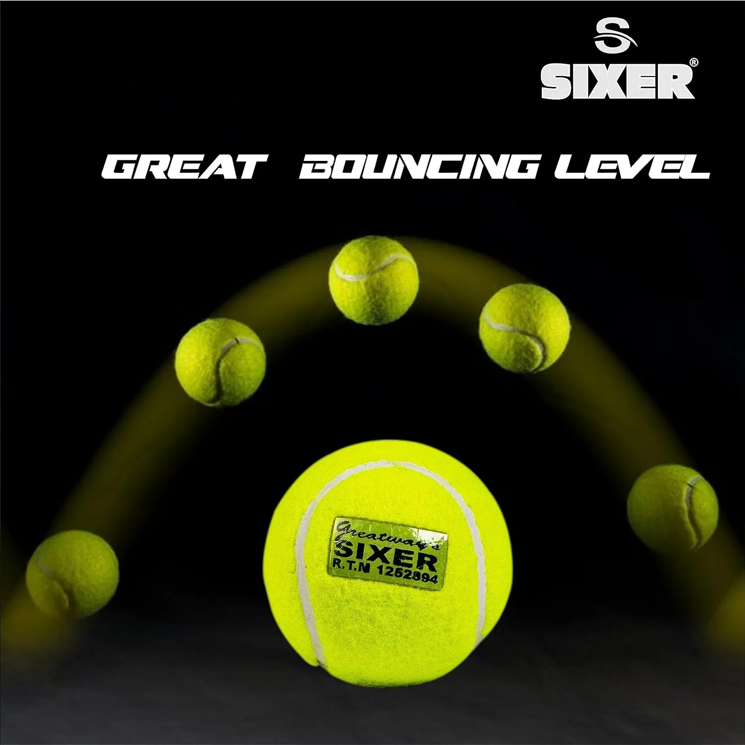 Sixer Cricket Tennis Ball  (Pack of 6, Light yellow)