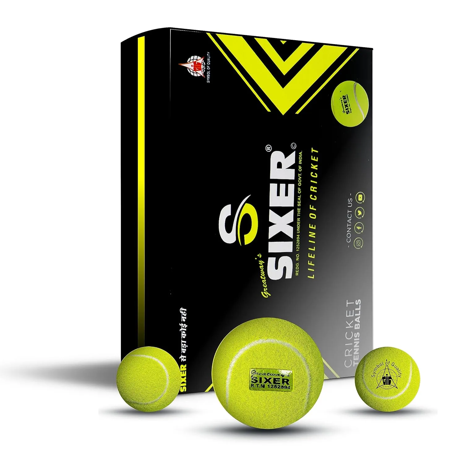 Sixer Cricket Tennis Ball  (Pack of 6, Light yellow)