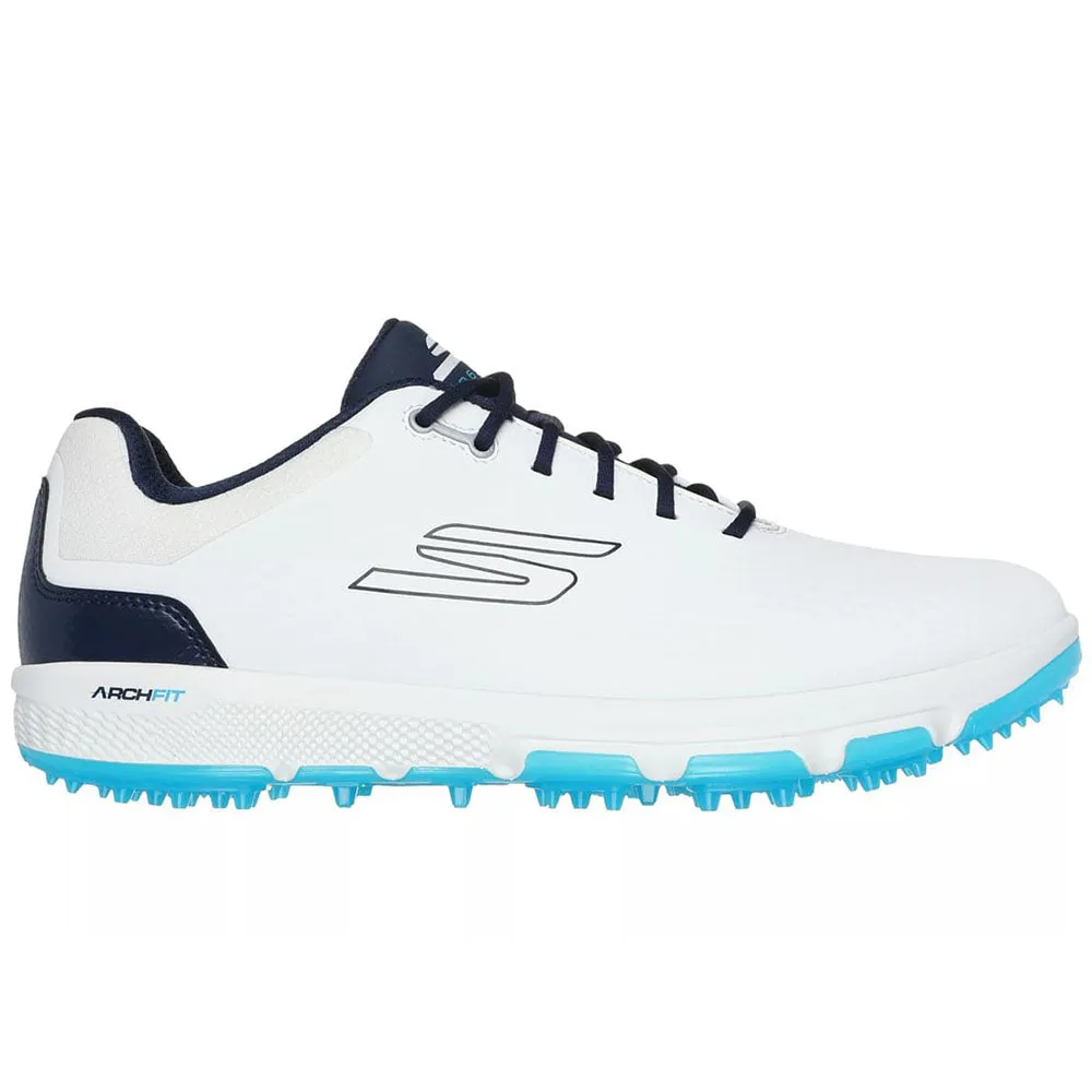 Skechers Go Golf Pro 6 Spikeless Waterproof Shoes - White/Navy/Blue