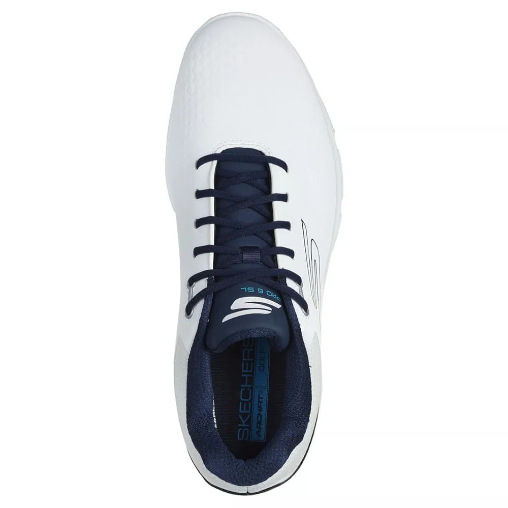 Skechers Go Golf Pro 6 Spikeless Waterproof Shoes - White/Navy/Blue